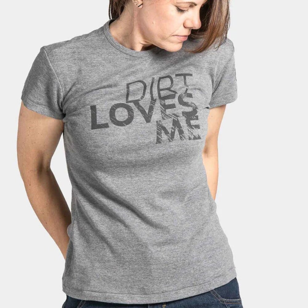 Dovetail Workwear 'Dirt Loves Me' T-Shirt in Grey, Size M